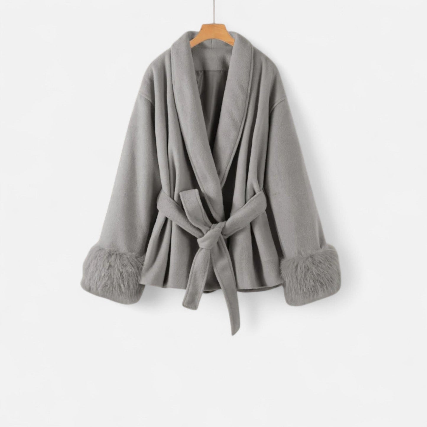 Echwear Women’s Faux-Fur Coat – Ivy League Lace-Up Elegance