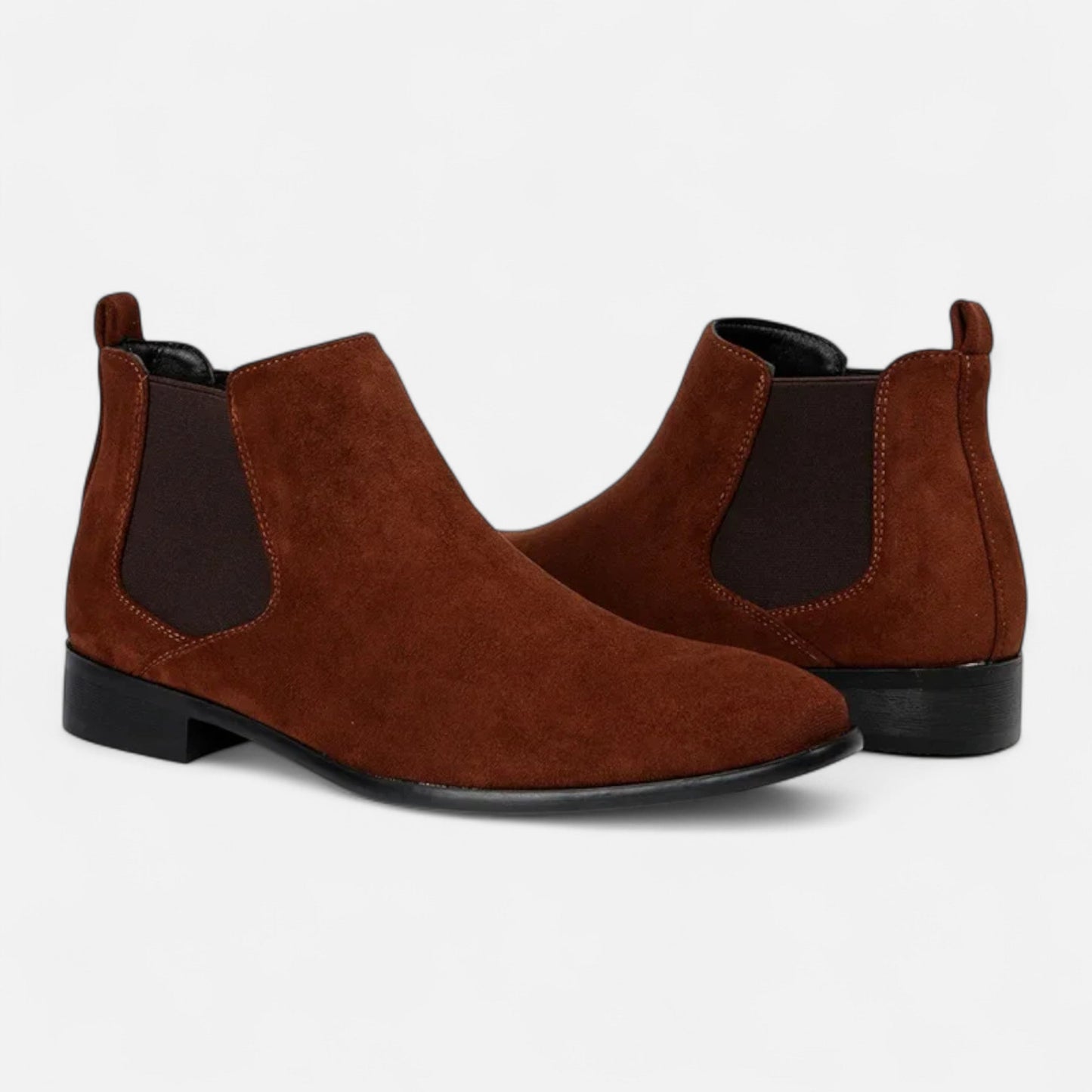 Echwear Men’s Suede Square-Toe Chelsea Boots