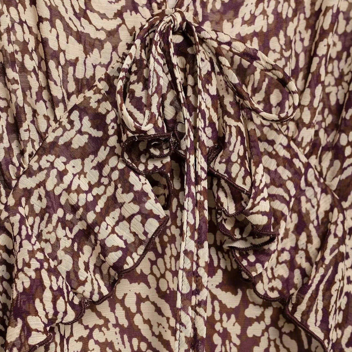 Echwear Women’s Printed Midi Dress – V-Neck Autumn Elegance