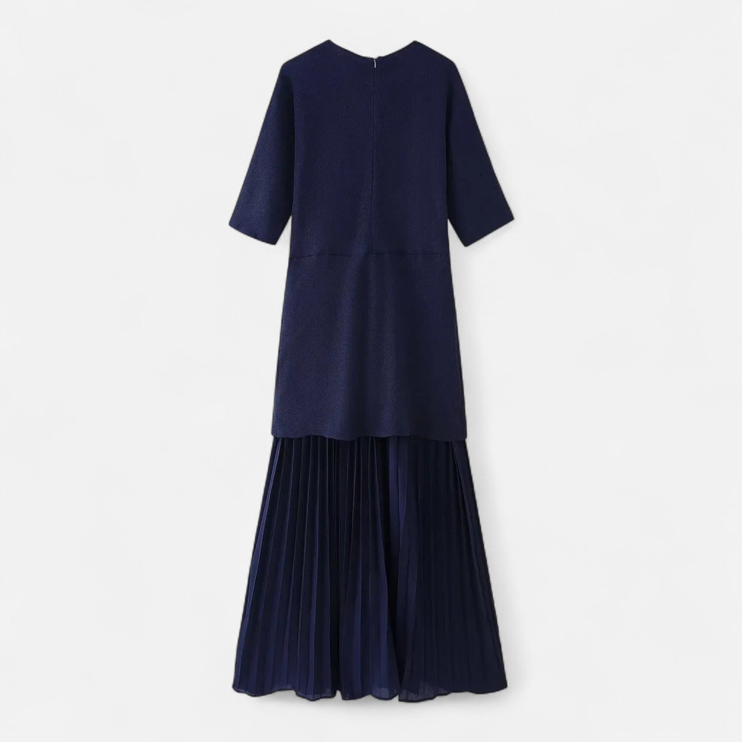 Echwear Women’s Vintage Pleated Dress – Half Sleeve Autumn Elegance