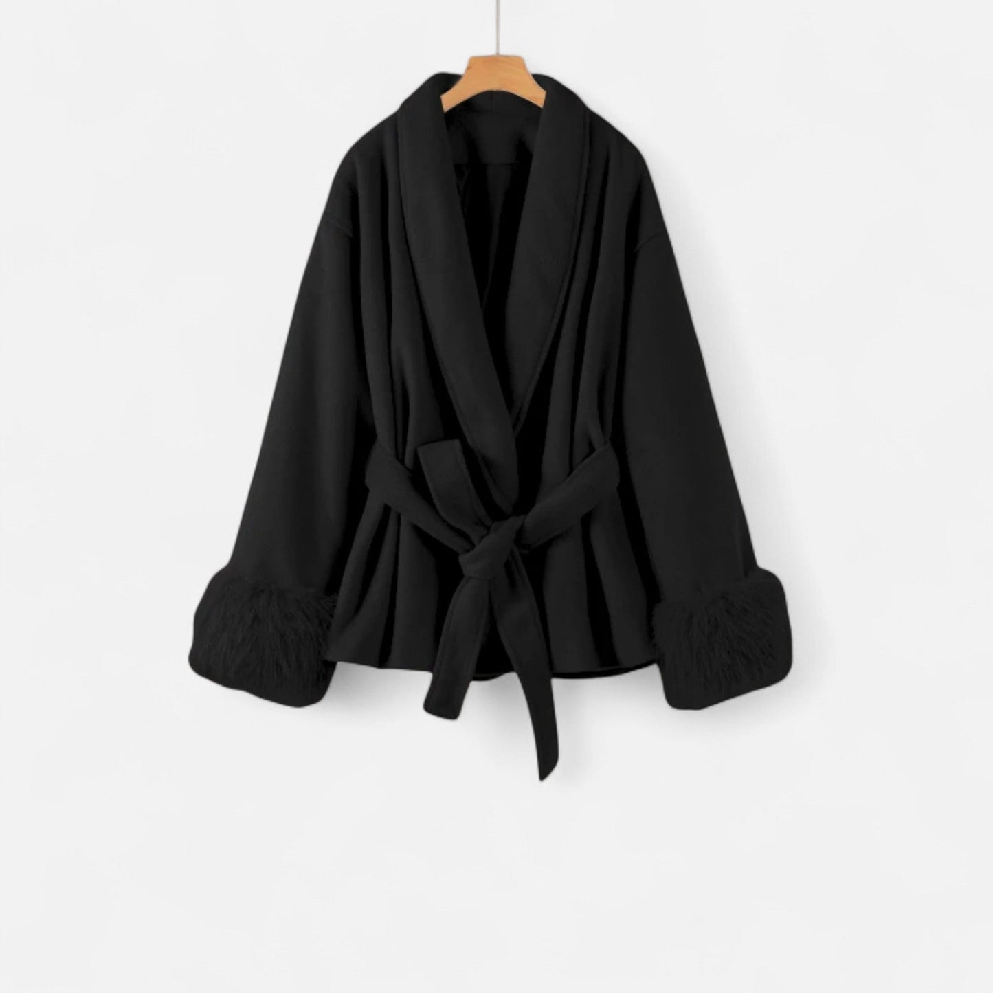 Echwear Women’s Faux-Fur Coat – Ivy League Lace-Up Elegance