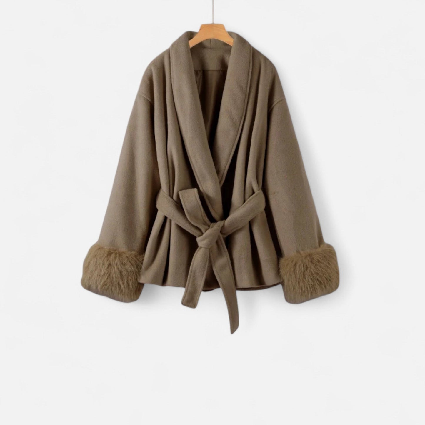 Echwear Women’s Faux-Fur Coat – Ivy League Lace-Up Elegance