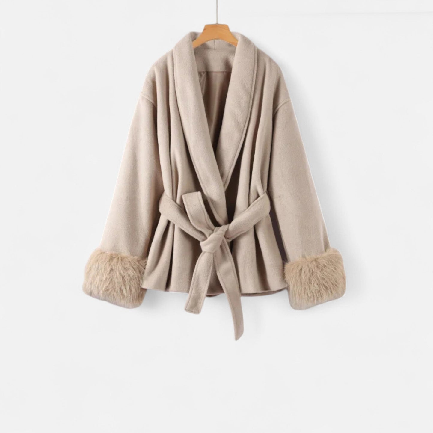 Echwear Women’s Faux-Fur Coat – Ivy League Lace-Up Elegance