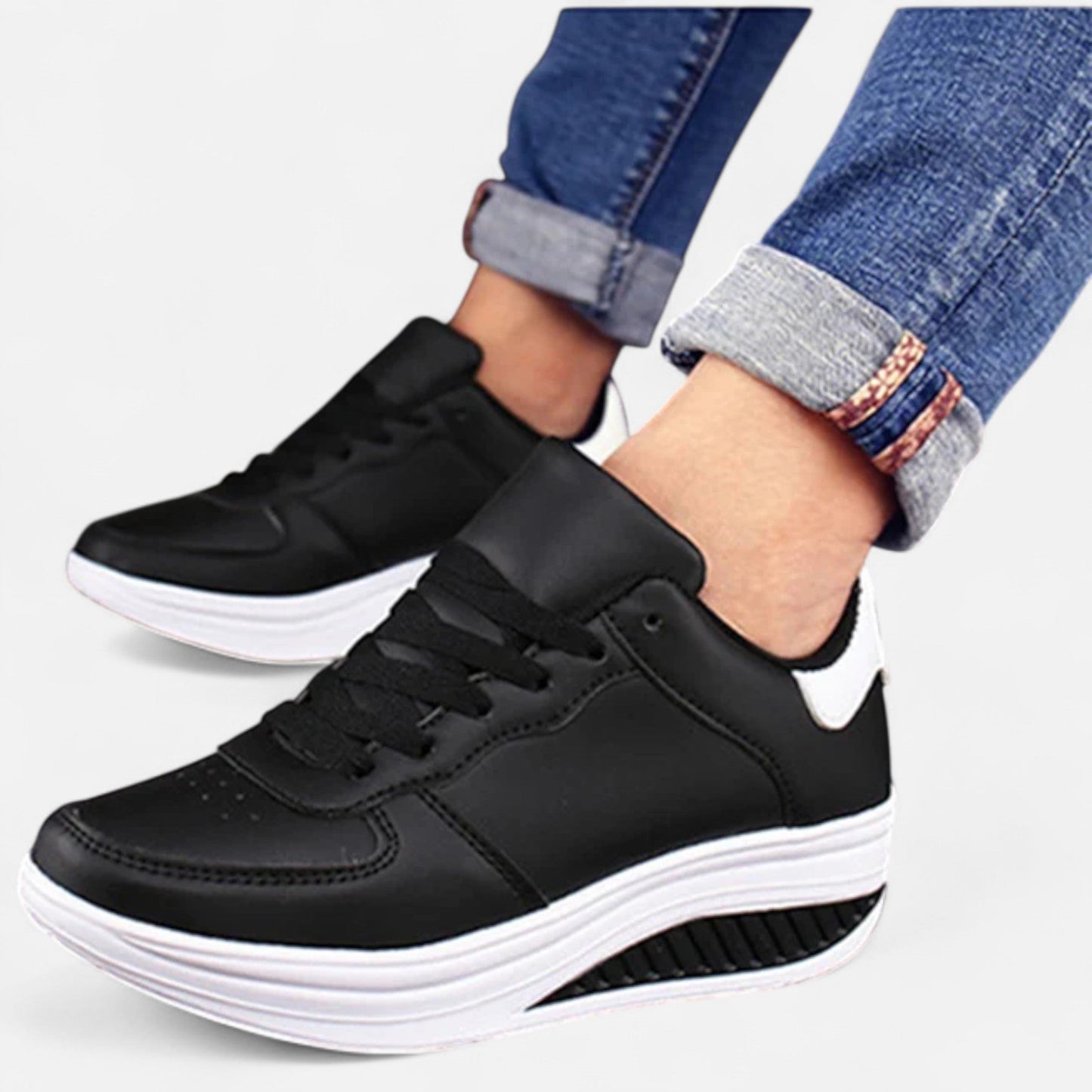 Echwear Women’s Leather Wedge Sneakers Édition Élégance