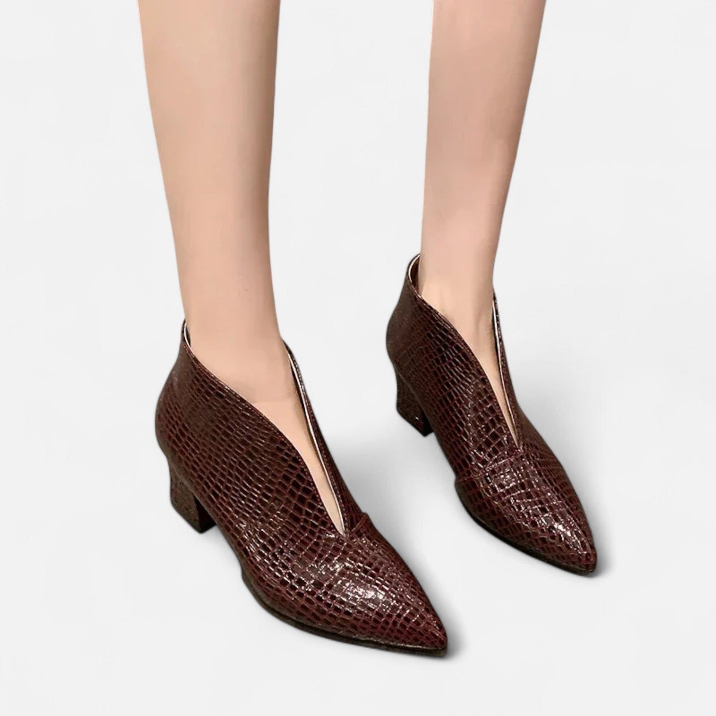 Echwear Women’s Patent Leather V-Cut Ankle Boots