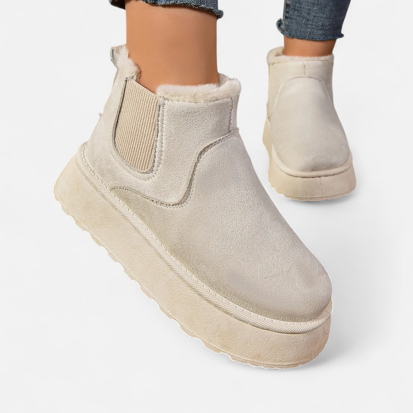 Echwear Women’s Short Plush Platform Ankle Boots