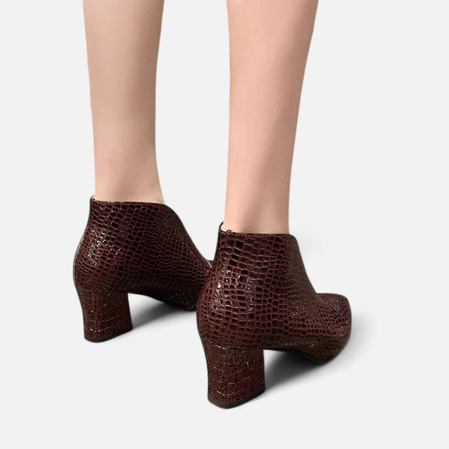 Echwear Women’s Patent Leather V-Cut Ankle Boots