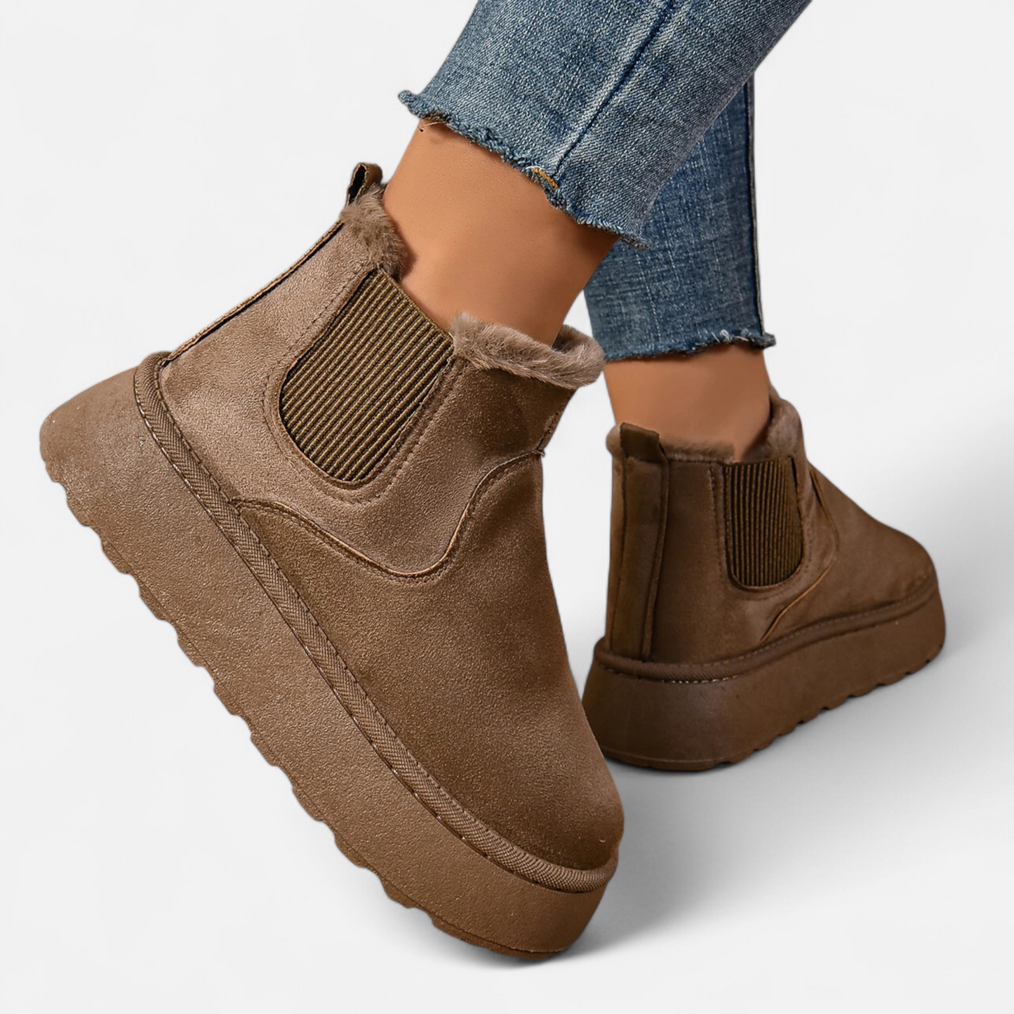 Echwear Women’s Short Plush Platform Ankle Boots