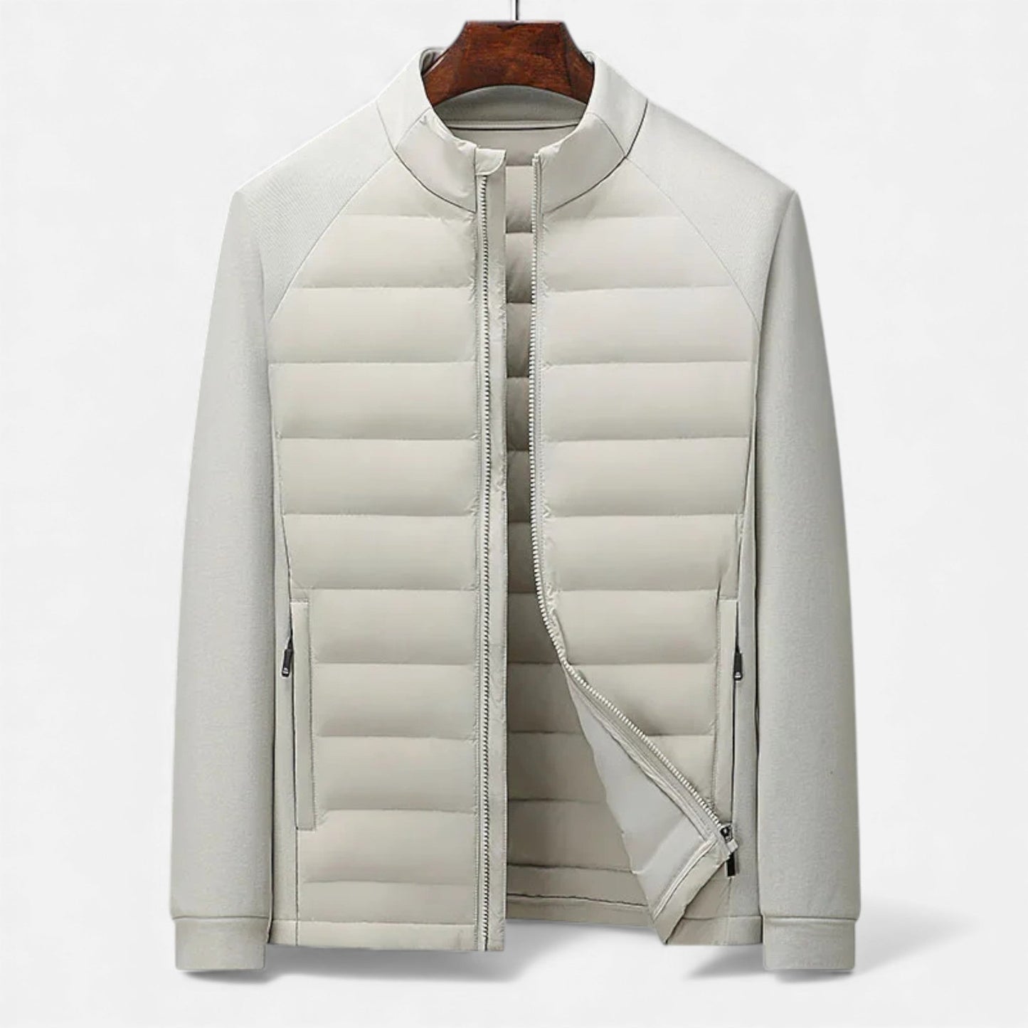 Echwear Men’s Quilted Down Jacket with Stand-Up Collar