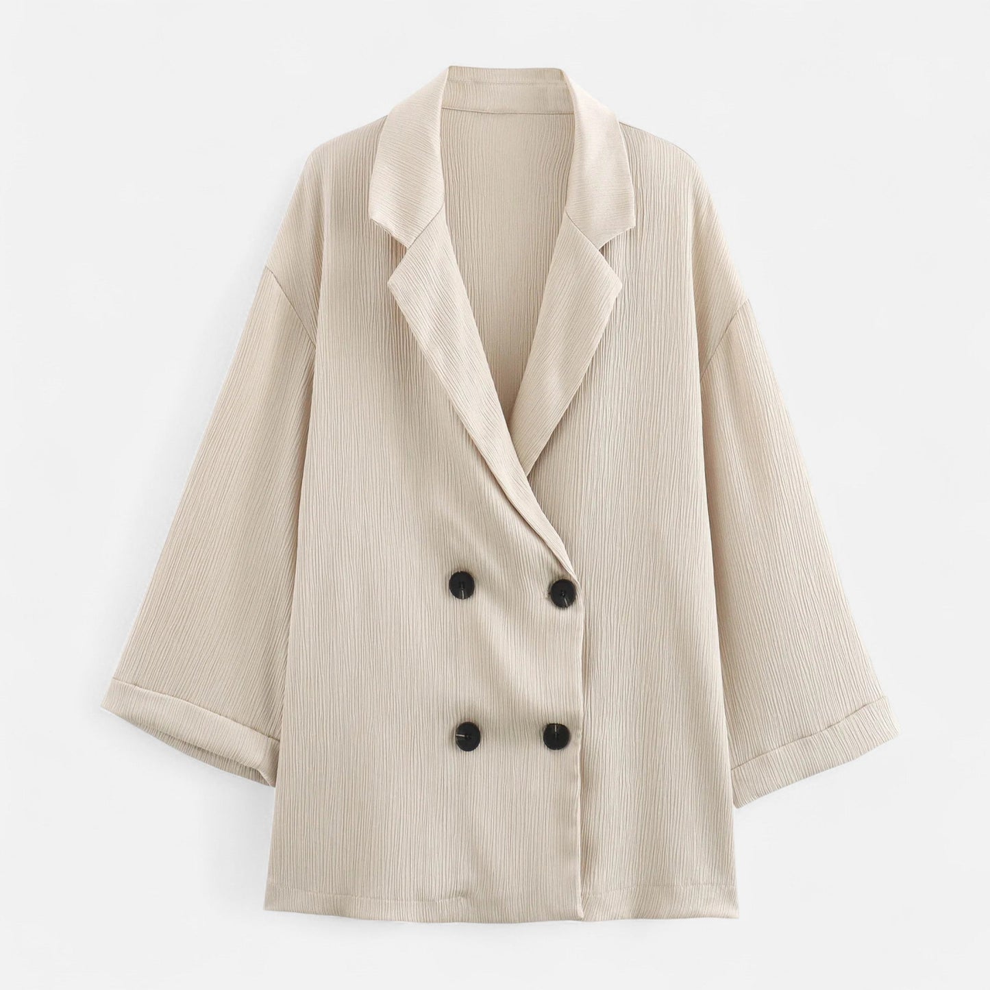 Echwear Women’s Wrinkled Suit Jacket & Pants Set – Sculpted Autumn Elegance