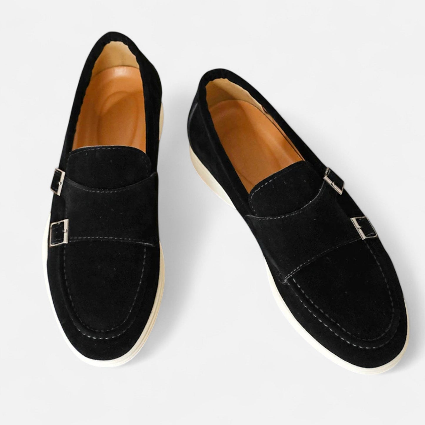 Echwear Men’s Suede Monk Strap Loafers – Slip-On Elegance