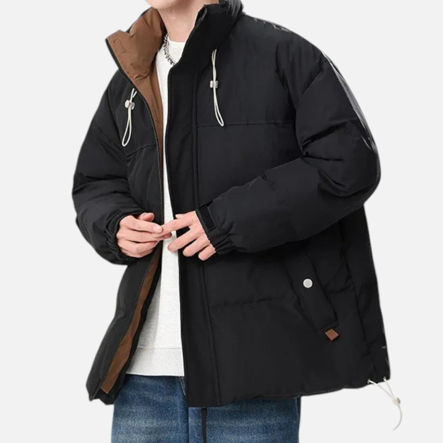 Echwear Men’s Oversized Windproof Jacket with Stand Collar