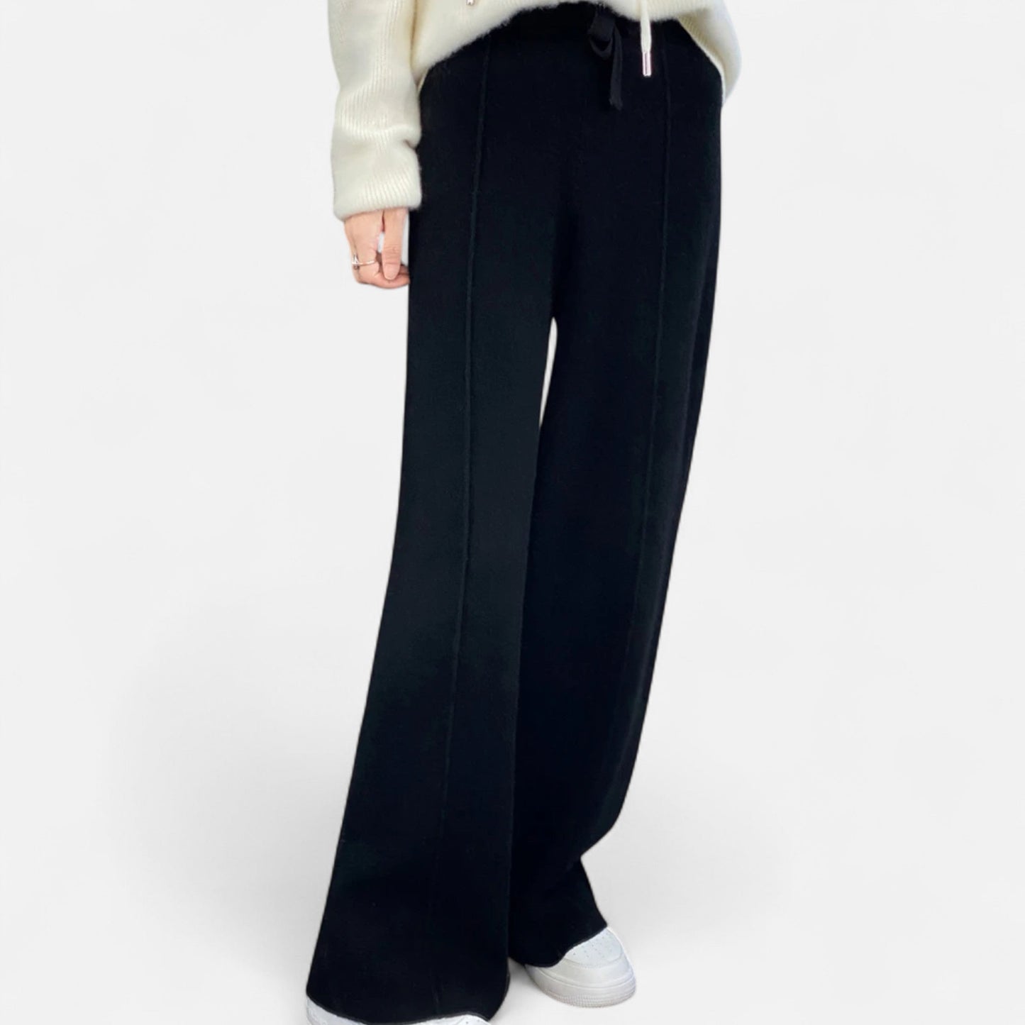 Echwear Women’s Pure Wool Wide-Leg Knit Trousers
