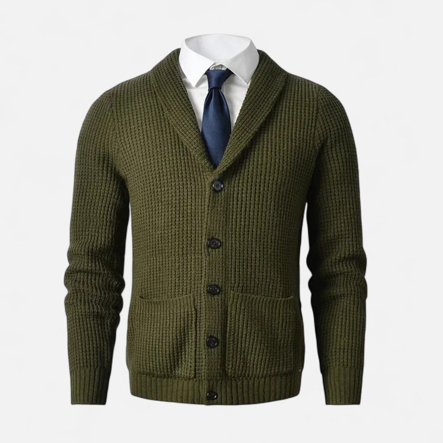 Echwear Men’s Button-Up Premium Wool Cardigan – Classic Slim Fit Style