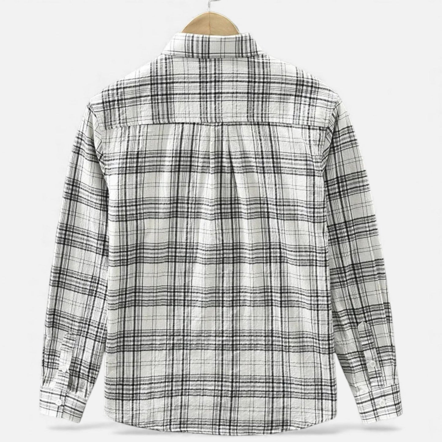 Echwear Men’s Plaid Long-Sleeve Loose Shirt with Pocket