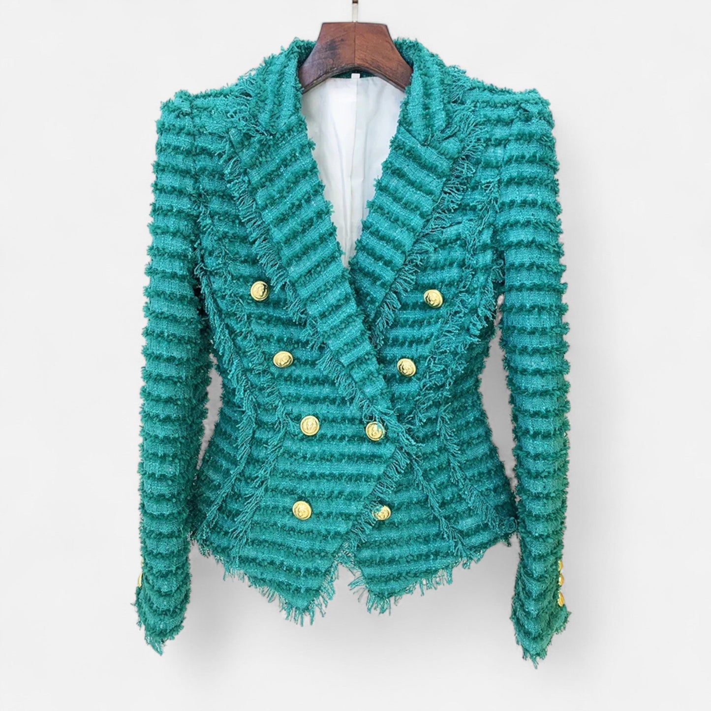 Echwear Women’s Tweed Blazer – Slim Fit with Tassel Fringe