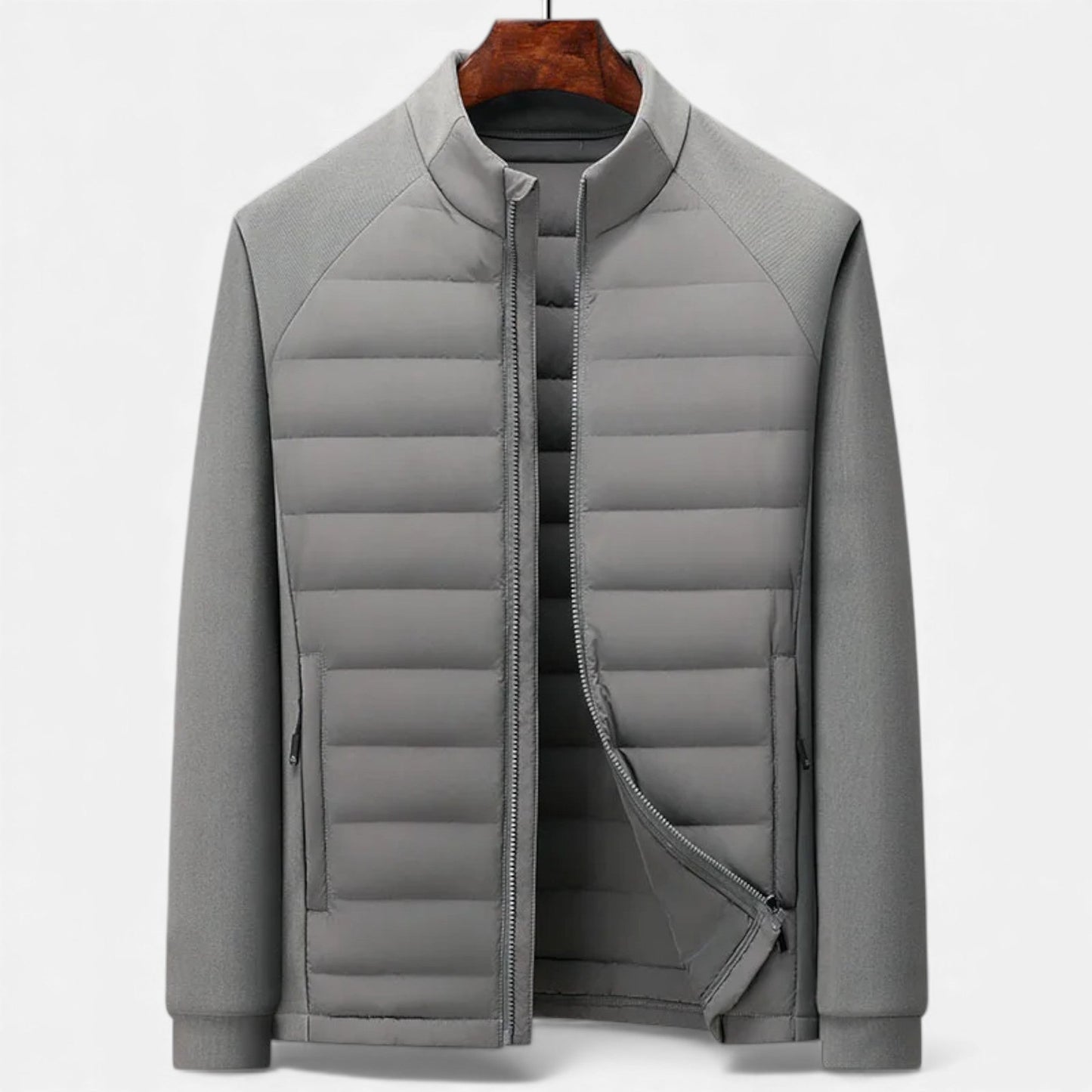 Echwear Men’s Quilted Down Jacket with Stand-Up Collar