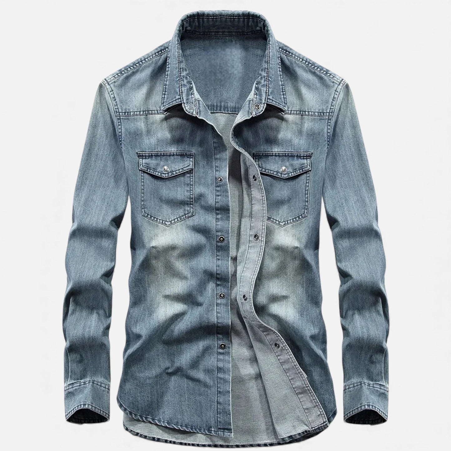 Echwear Men’s Loose-Fit Denim Shirt for Autumn/Winter