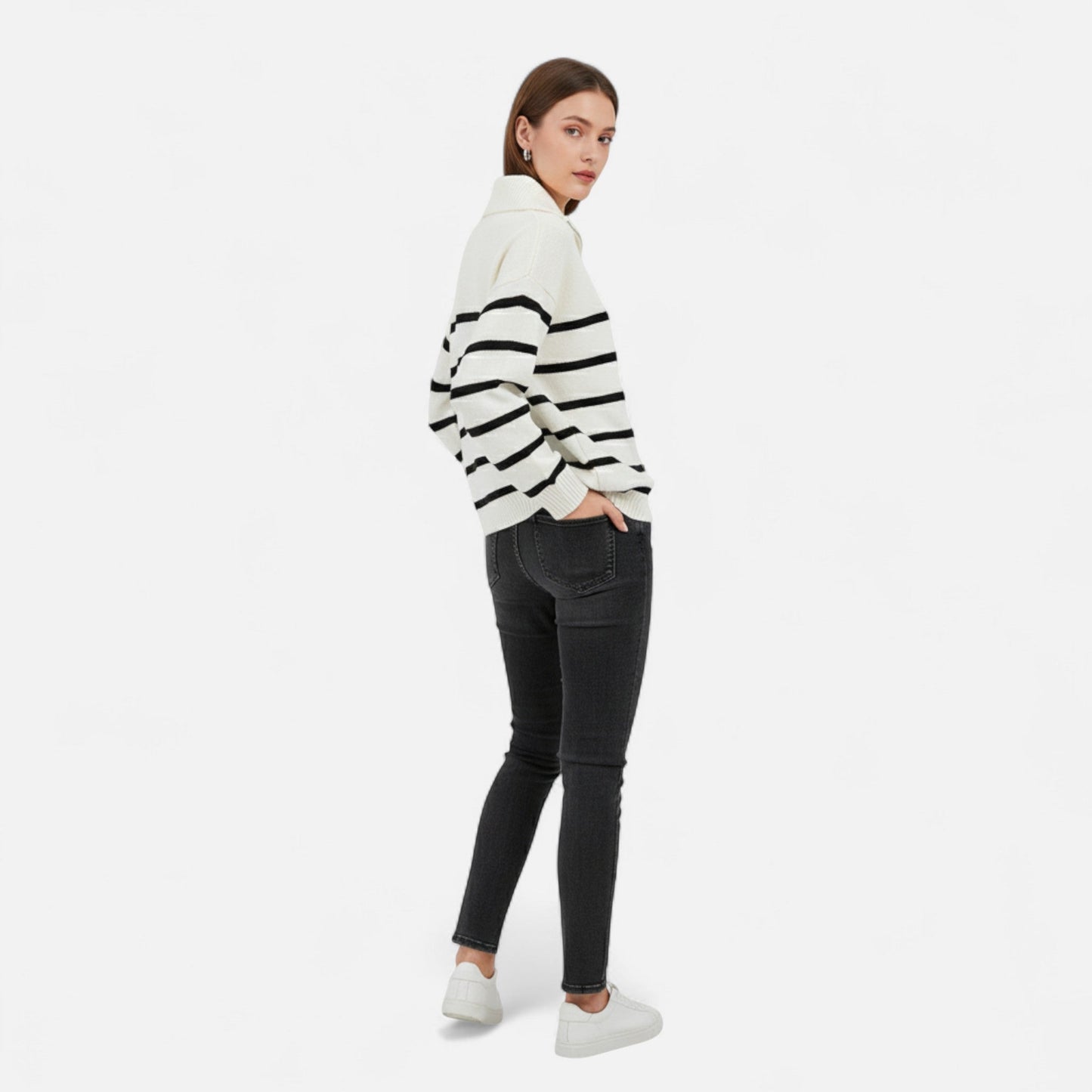 Echwear Women's Striped Polo Sweater – Refined Autumn Heritage