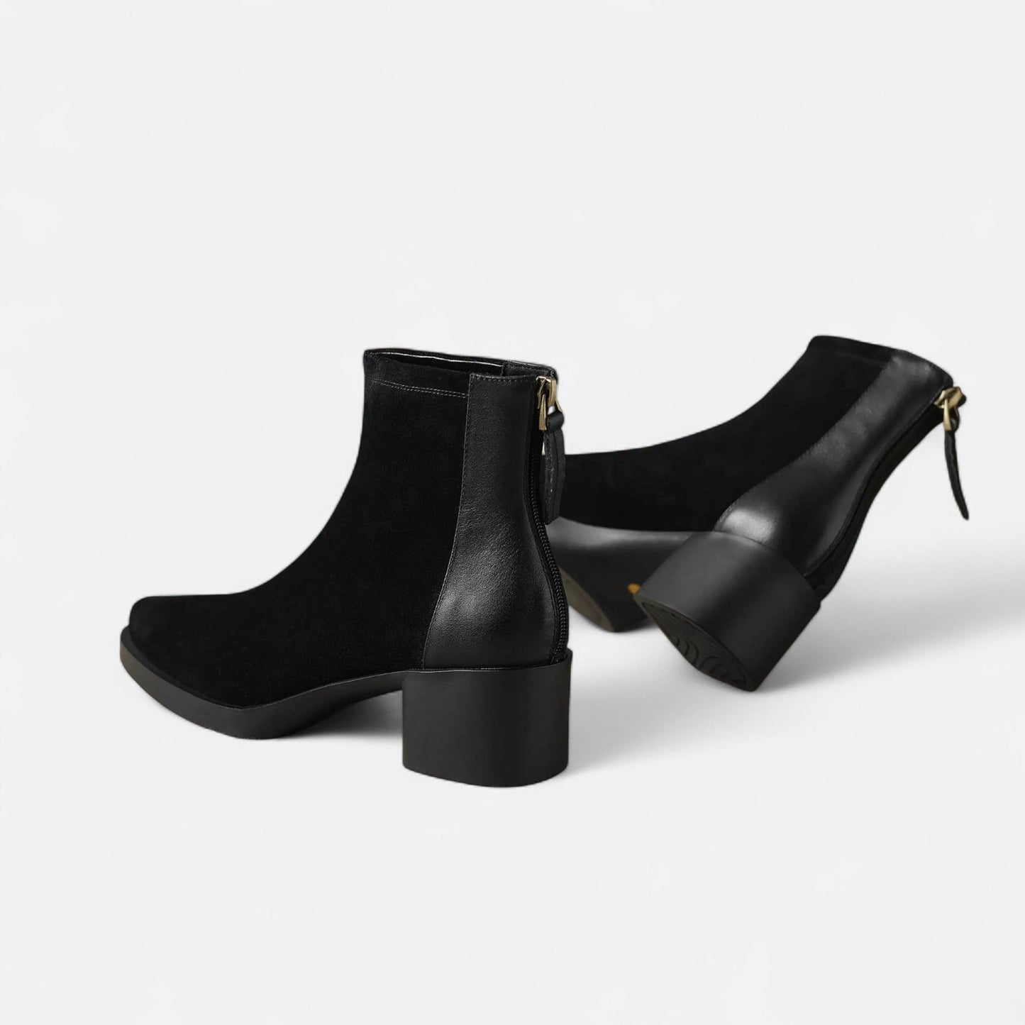 Echwear Women’s Suede Ankle Boots – Square Toe Mid-Heel