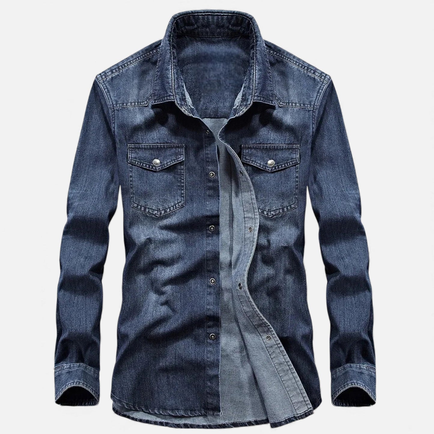 Echwear Men’s Loose-Fit Denim Shirt for Autumn/Winter