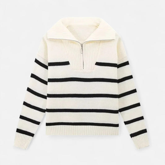 Echwear Women's Striped Polo Sweater – Refined Autumn Heritage