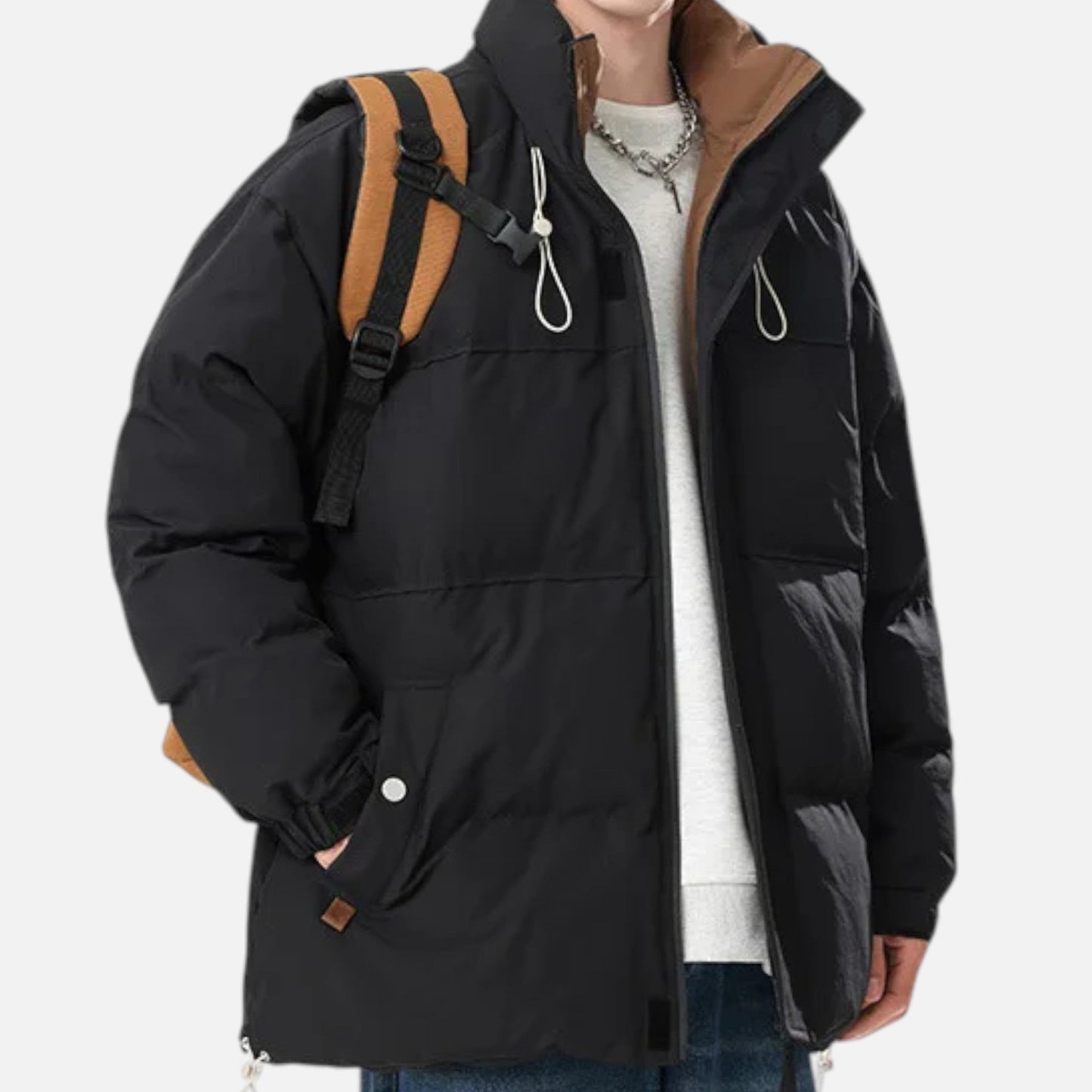 Echwear Men’s Oversized Windproof Jacket with Stand Collar