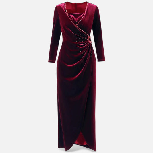 Echwear Women’s Velvet Draped Wrap Dress