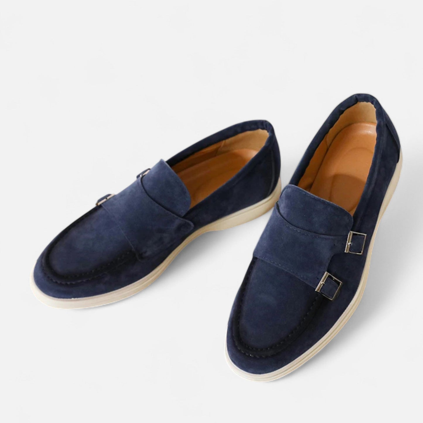 Echwear Men’s Suede Monk Strap Loafers – Slip-On Elegance