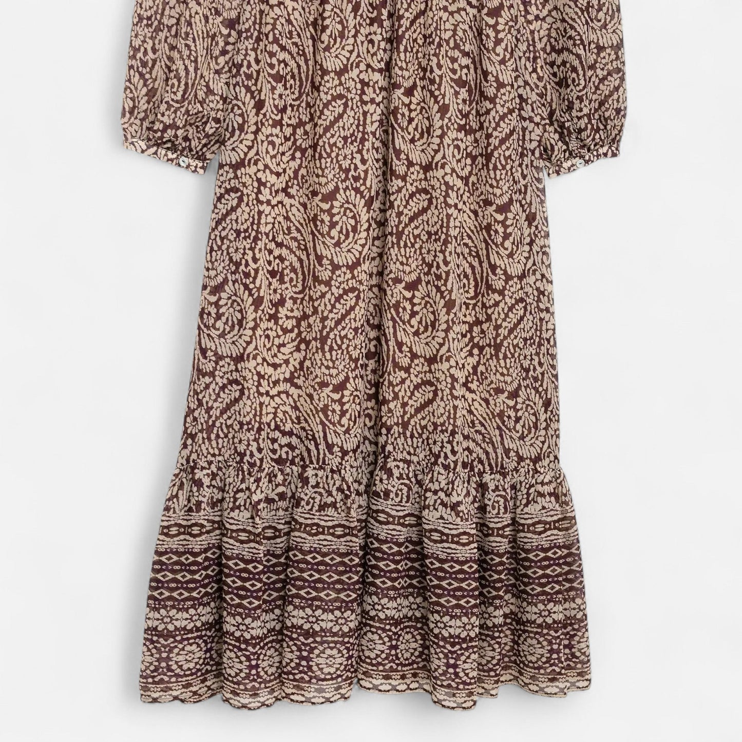 Echwear Women’s Printed Midi Dress – V-Neck Autumn Elegance