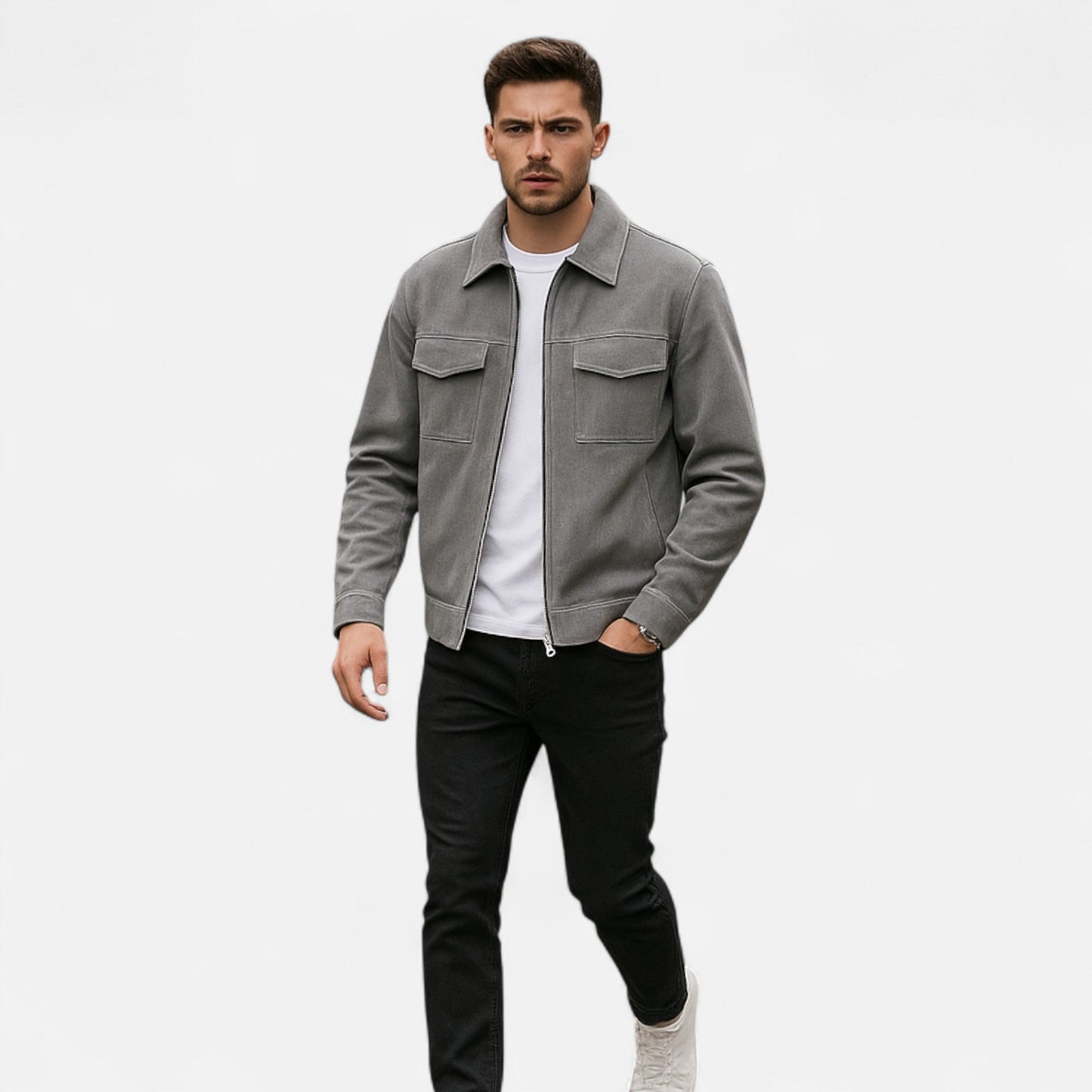 Echwear Men’s Loose-Fit Suede Jacket