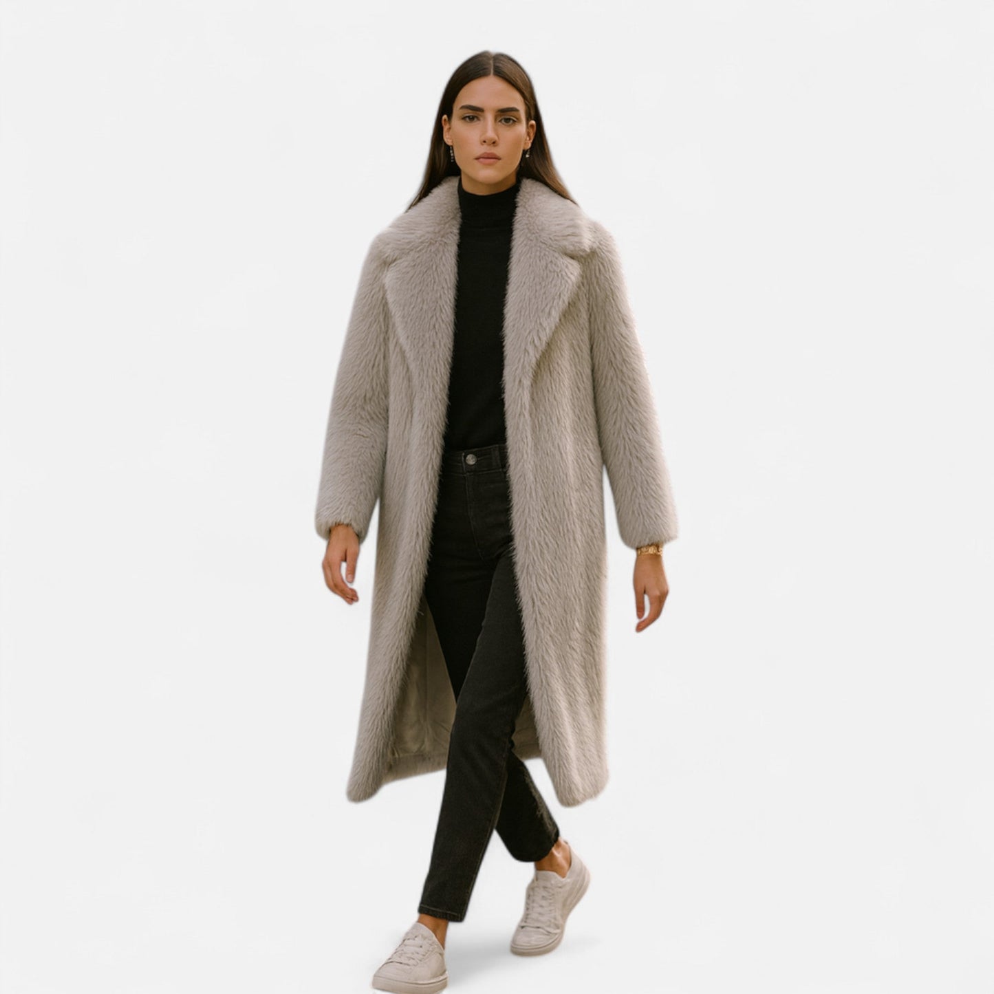 Echwear Women’s Long Faux Fur Overcoat