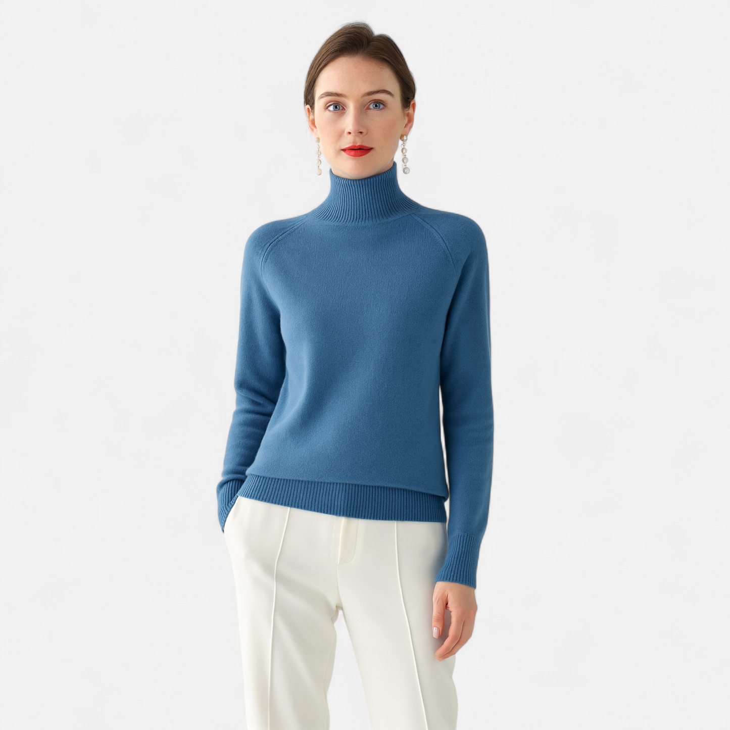 Echwear Women's Merino Wool & Cashmere Mock-Neck Sweater