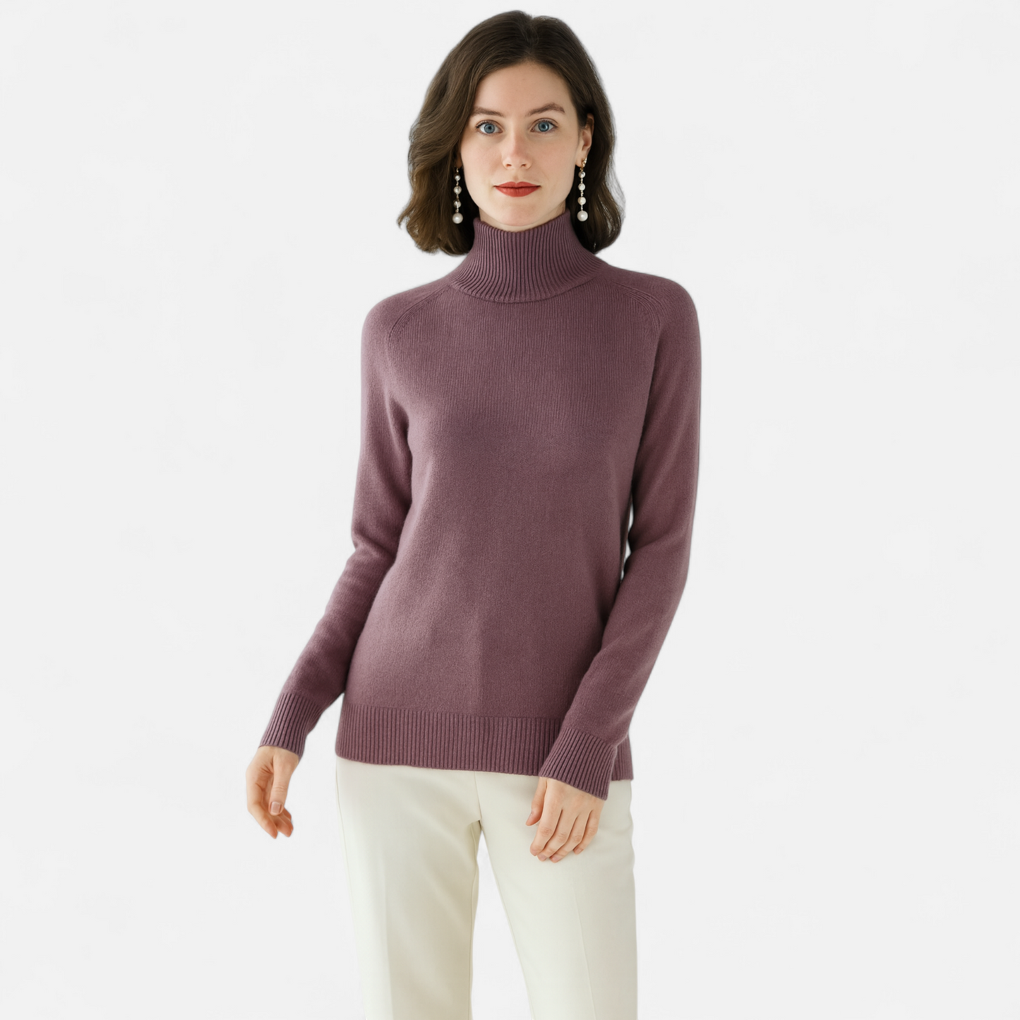 Echwear Women's Merino Wool & Cashmere Mock-Neck Sweater