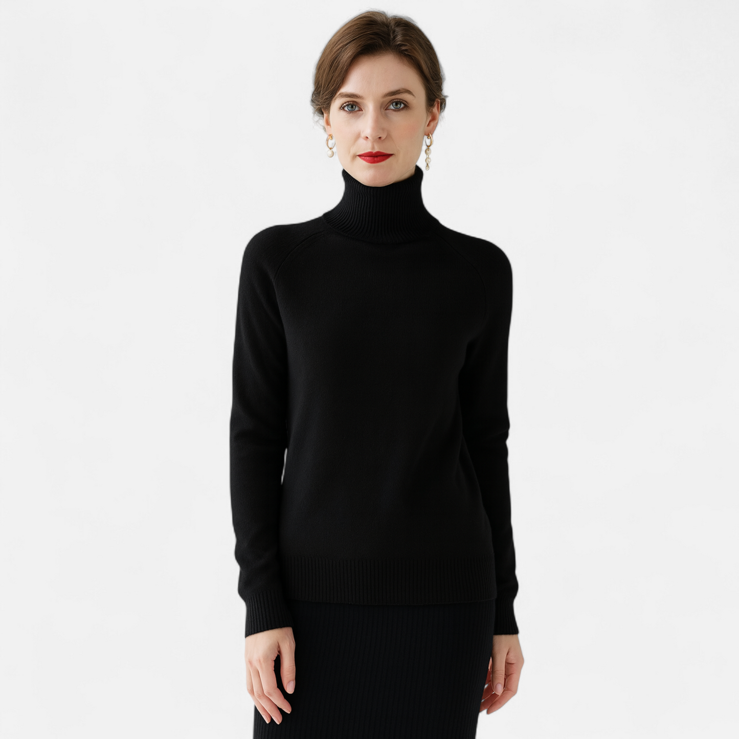 Echwear Women's Merino Wool & Cashmere Mock-Neck Sweater