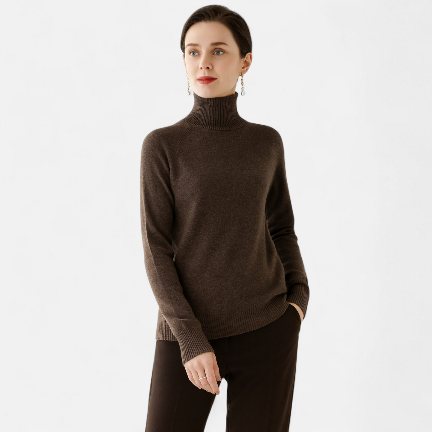 Echwear Women's Merino Wool & Cashmere Mock-Neck Sweater