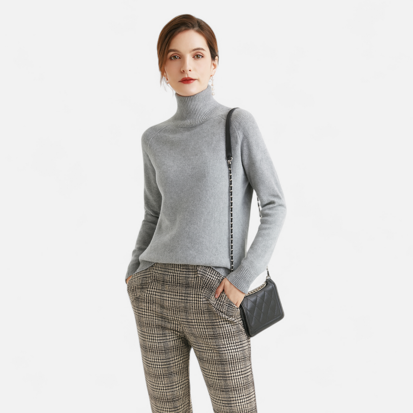 Echwear Women's Merino Wool & Cashmere Mock-Neck Sweater