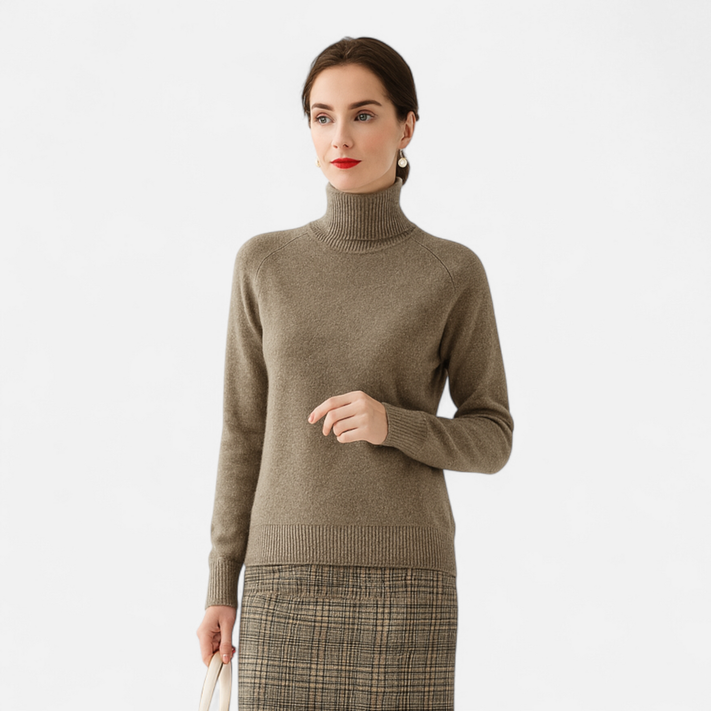 Echwear Women's Merino Wool & Cashmere Mock-Neck Sweater