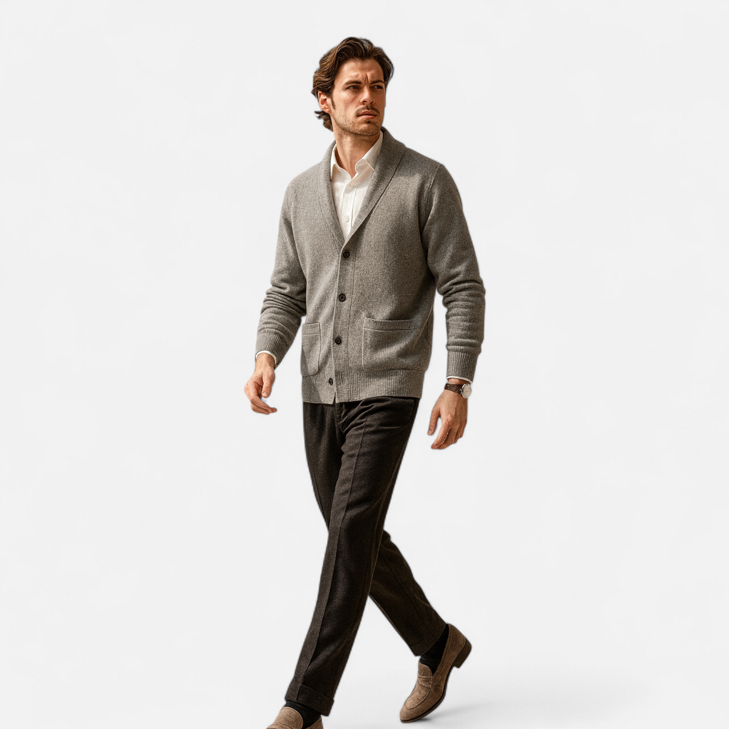 Echwear Men’s Merino Wool Suit-Collar Cardigan