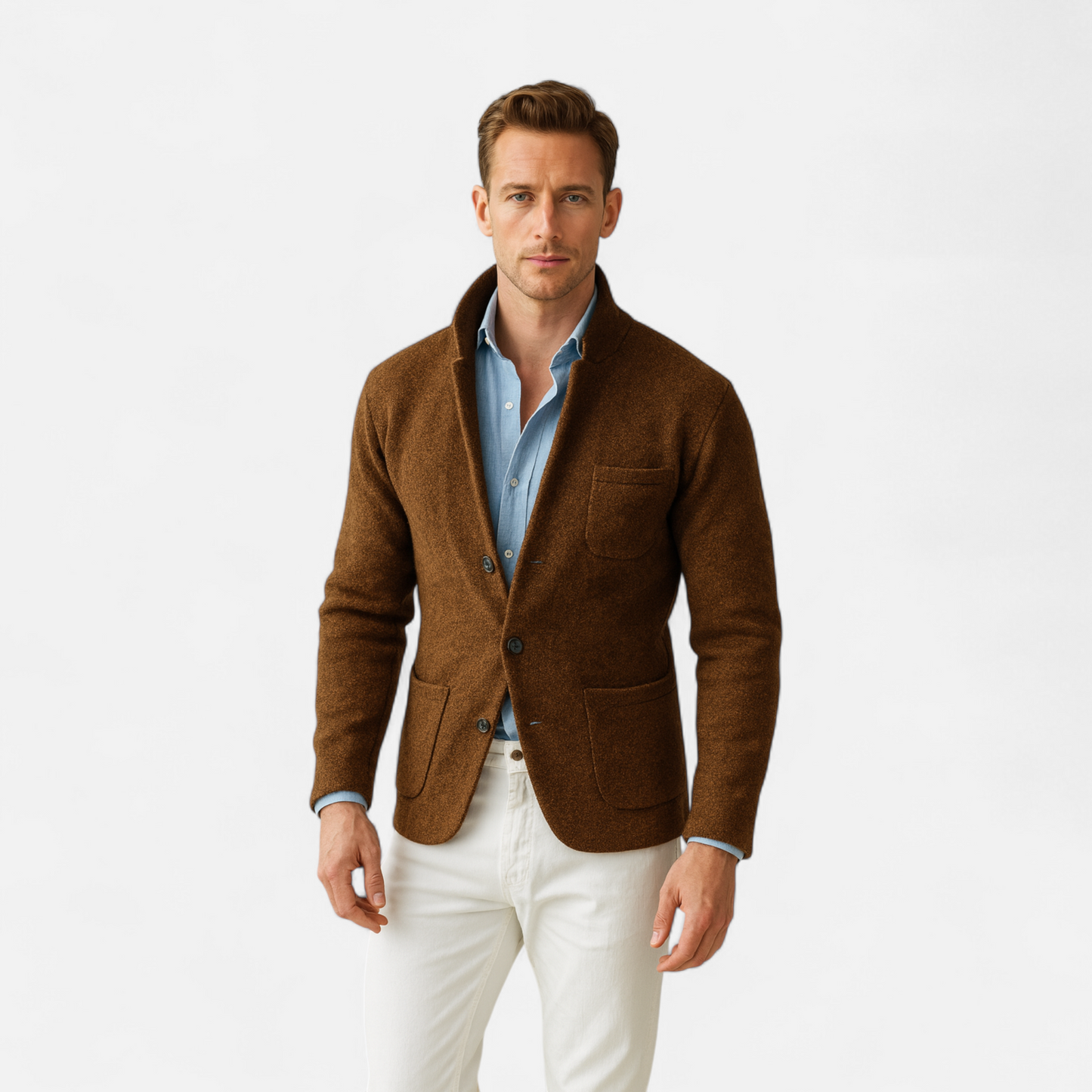 Echwear Men’s Vintage Wool Stand-Collar Jacket