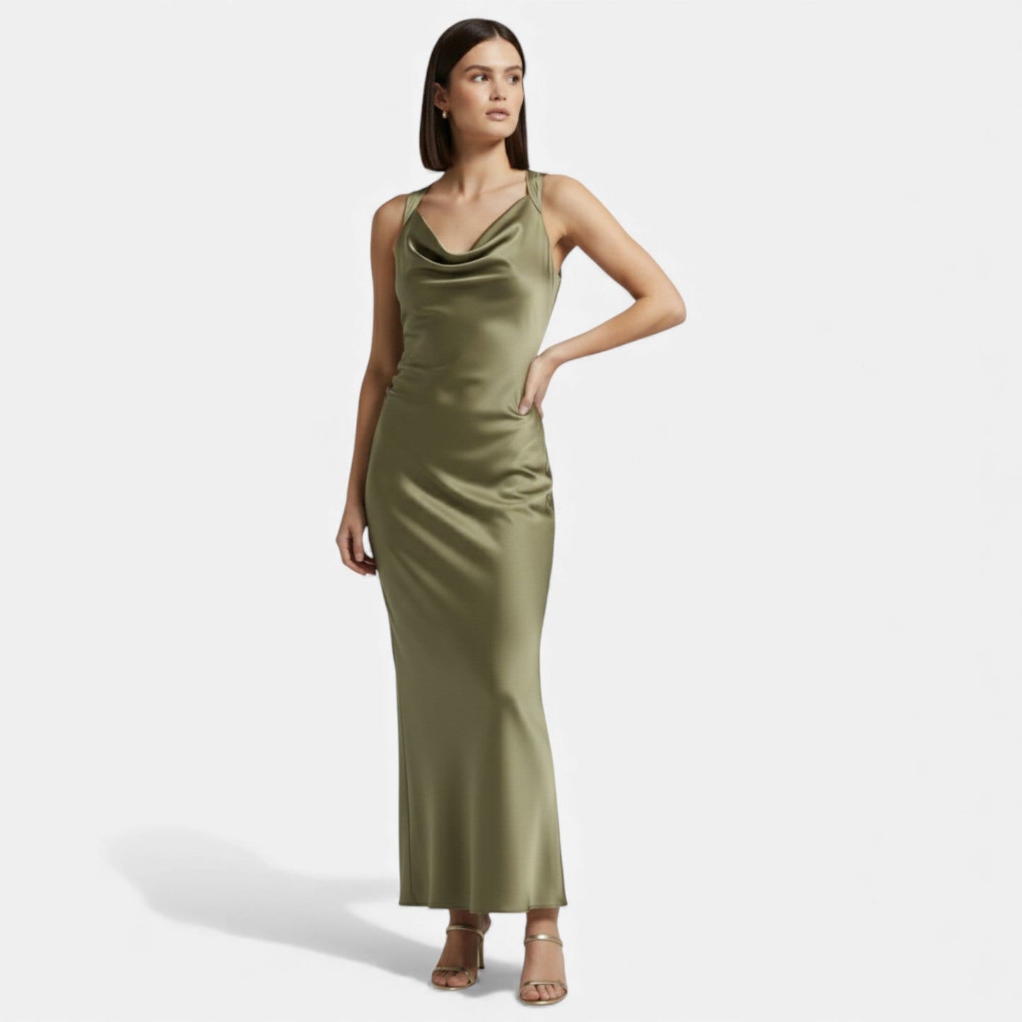 Echwear Women’s Satin Slip Midi Dress