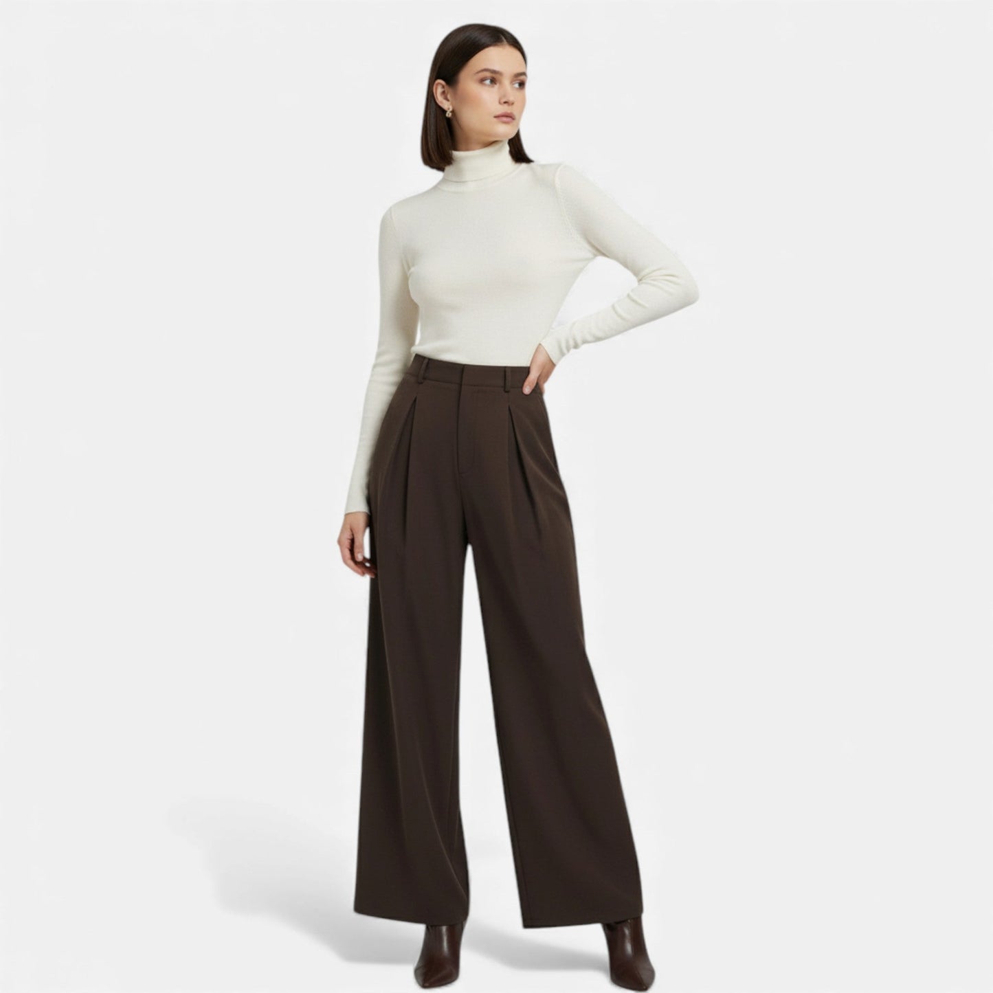 Echwear Women’s Jacquard Pleated Wide-Leg Trousers