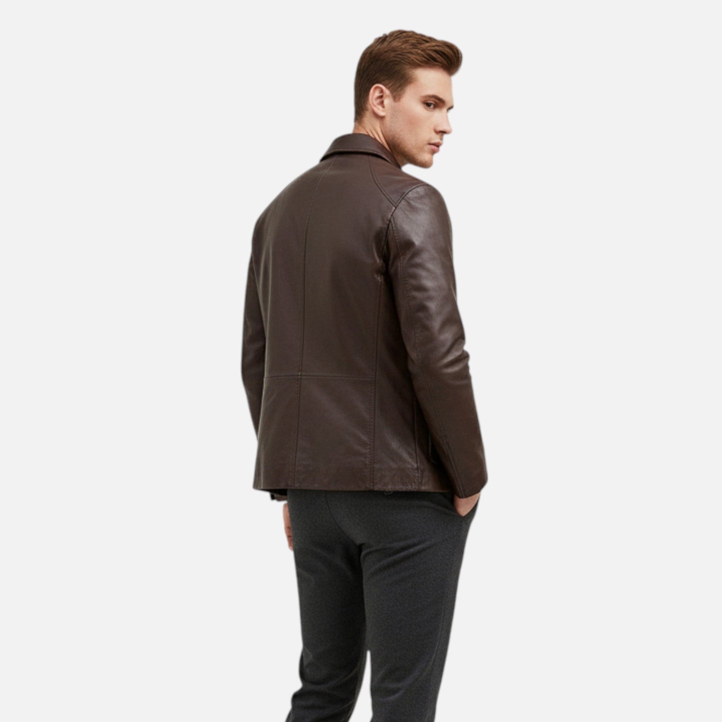 Echwear Men’s PU Leather Jacket – Stand Collar Autumn Elegance