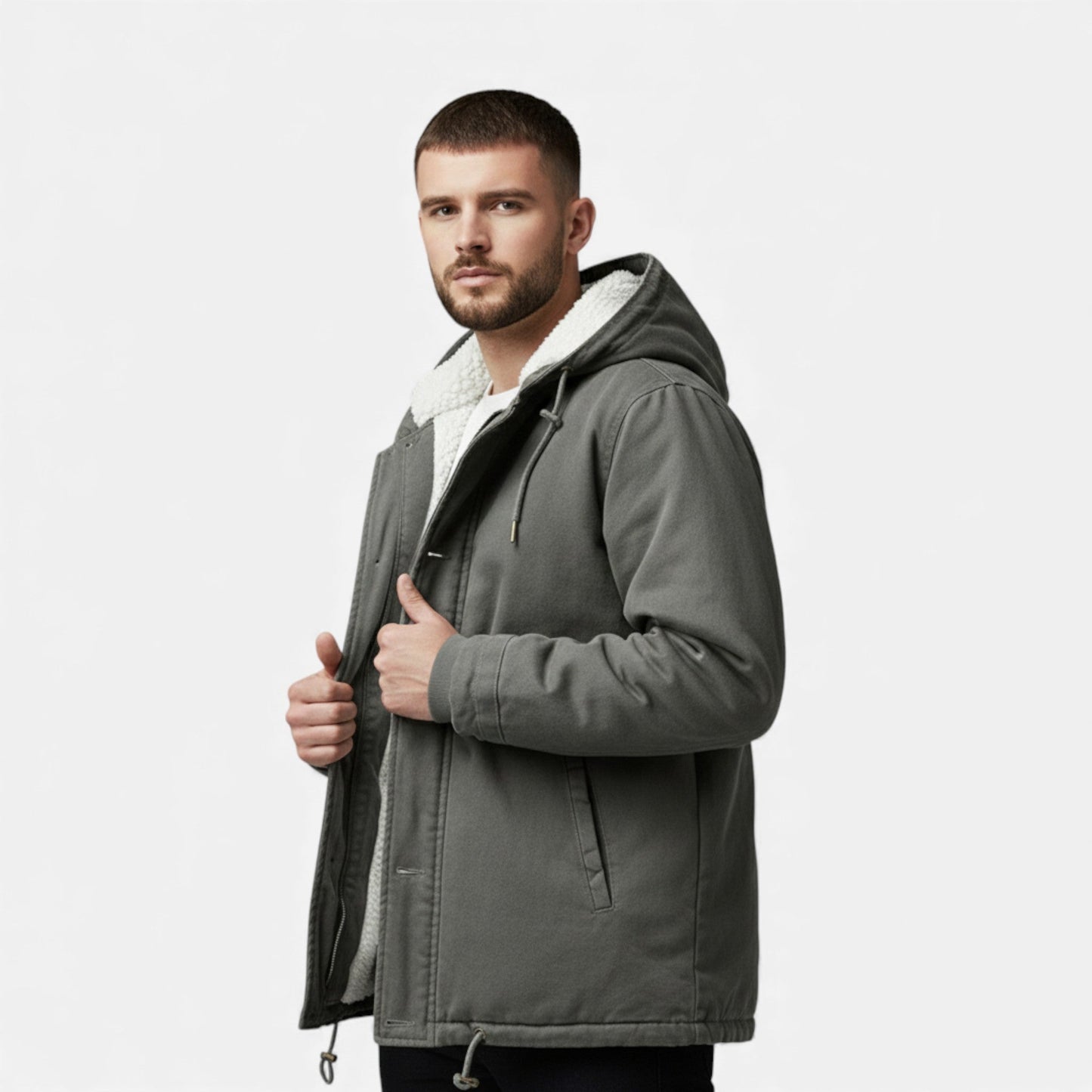Echwear Men’s Lamb Fleece Hooded Winter Coat