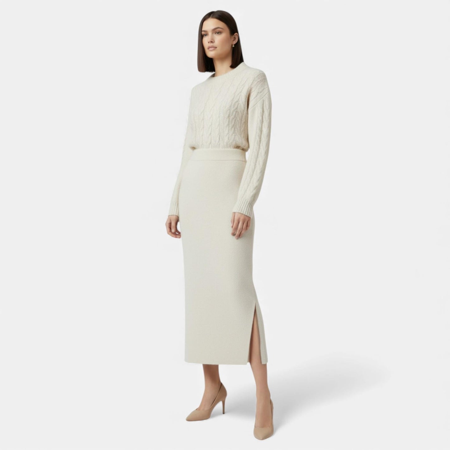 Echwear Women’s Wool A-Line Split Midi Skirt