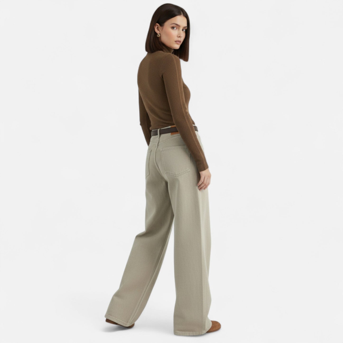 Echwear Women’s High-Waist Cotton Trousers – Wide Leg Elegance