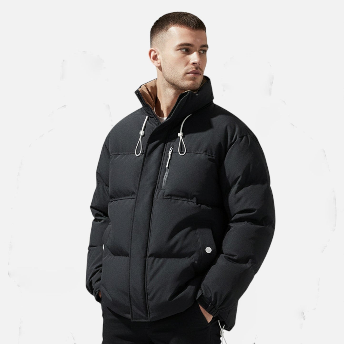 Echwear Men’s Oversized Windproof Jacket with Stand Collar