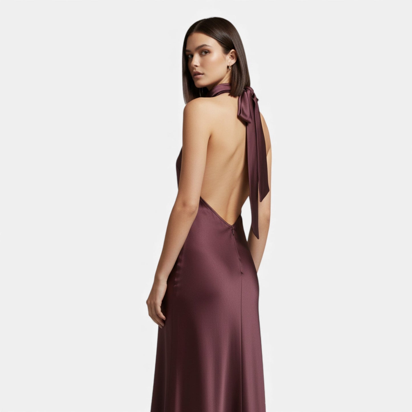 Echwear Women’s Backless Satin Long Dress
