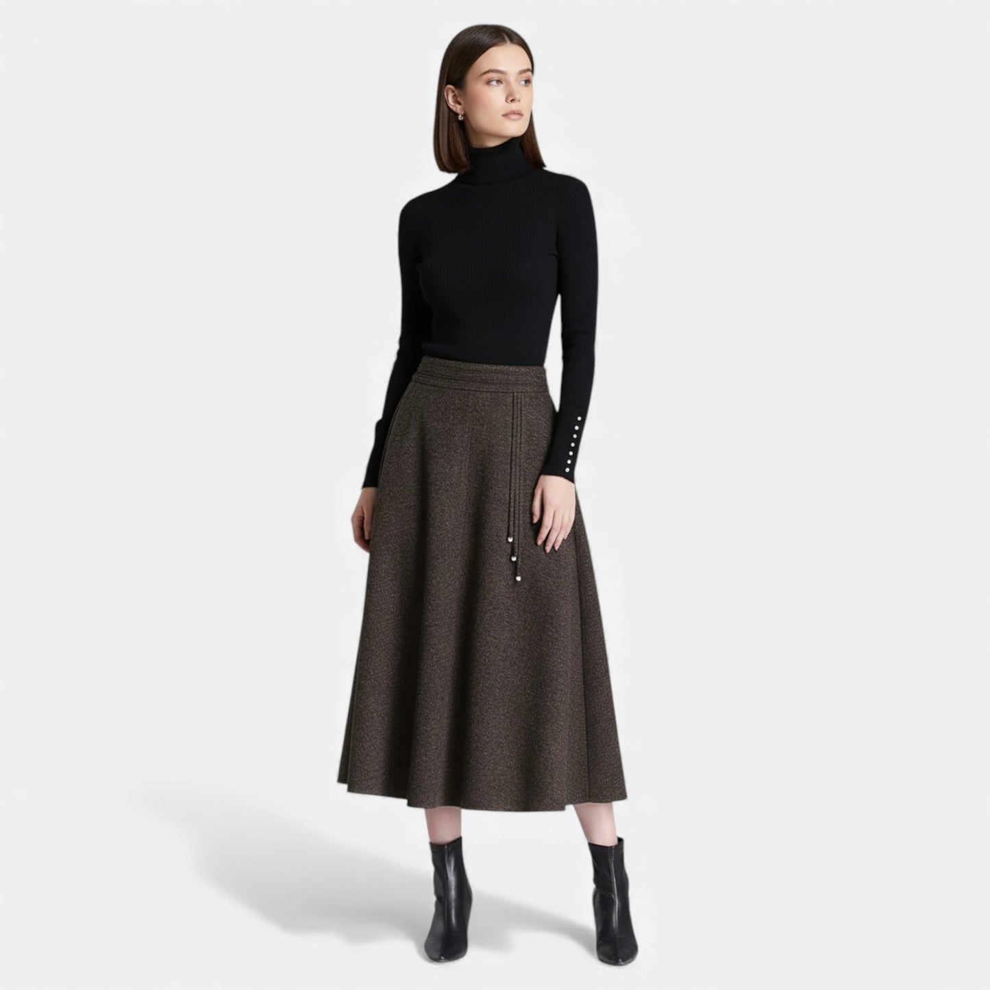 Echwear Women’s Elegant Tweed Skirt with Pockets