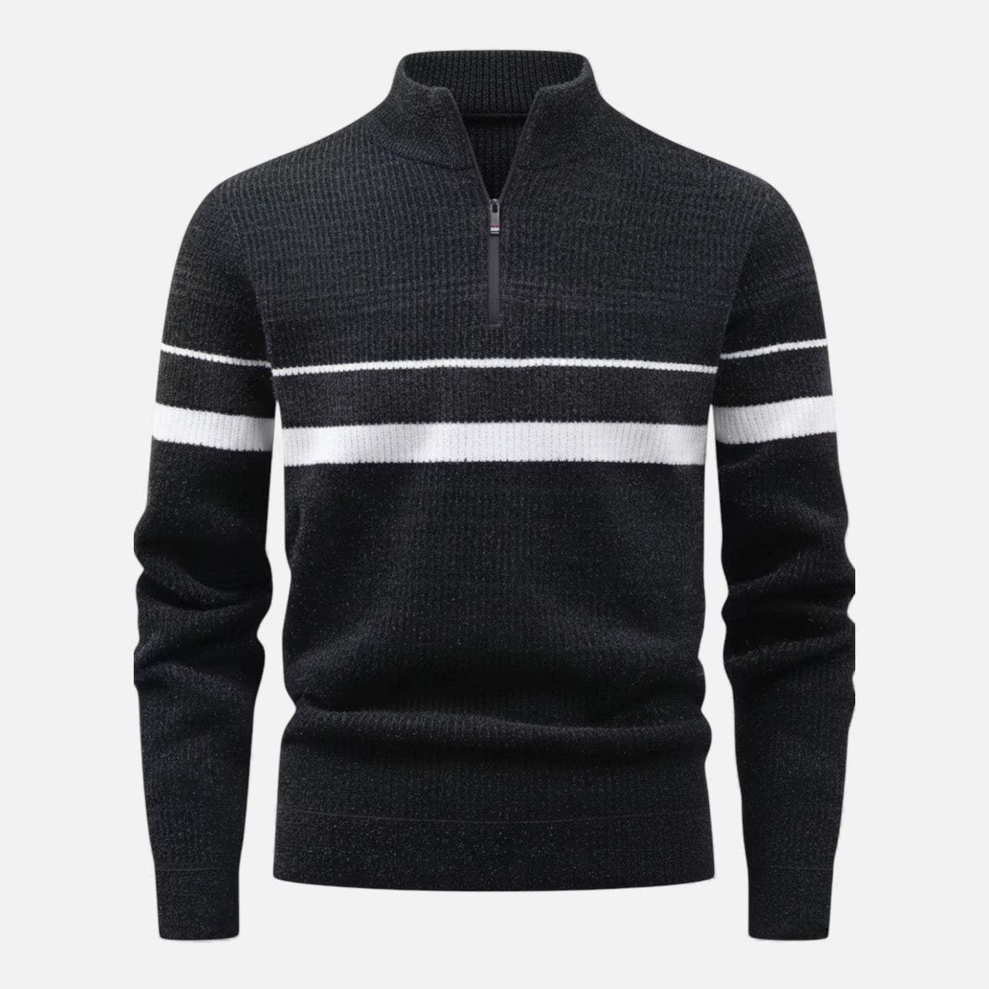 Echwear Men’s Thick Half-Zip Striped Knit Sweater